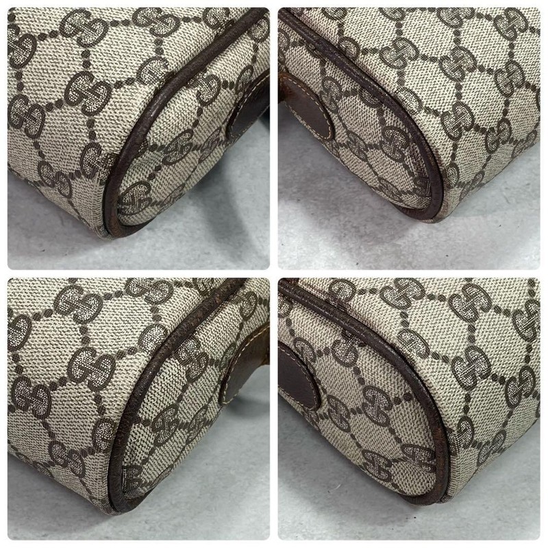 GUCCI 010.378 GG Sherry Line Shoulder Bag Brown Beige Leather Logo Gold Hardware gallery