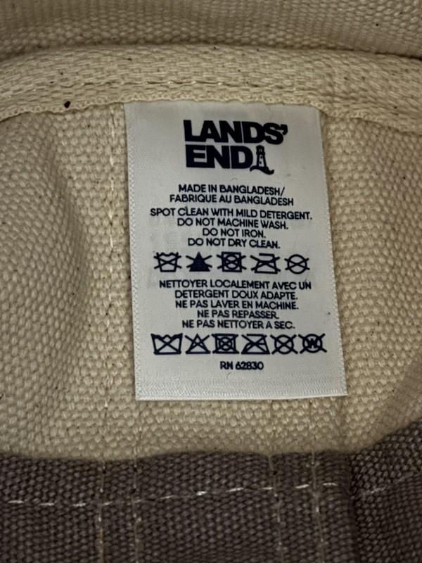 Lands' End Medium 5 Pocket Open Top Canvas Tote Bag in Natural/Silver Graphite gallery