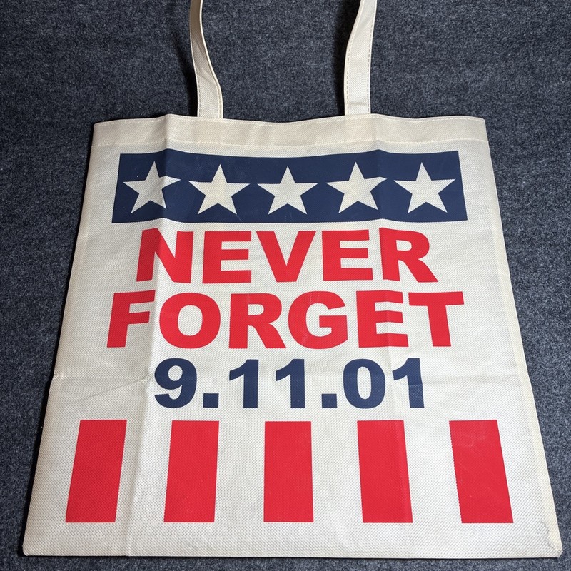 NEVER FORGET 9/11 Bag Tote 15×15” Square Tunnel To Towers Foundation T2T.org