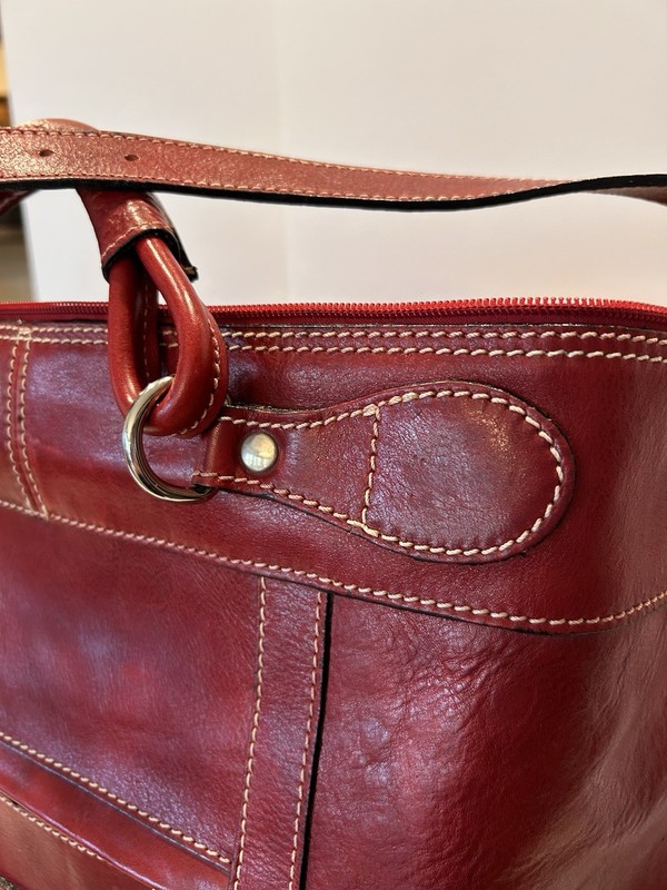 Il Giglio 18x8x15 Red Italian Leather Xxl Travel Bag Duffle Handles & Strap gallery