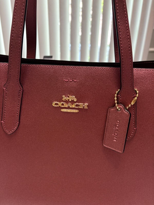 Coach New York Metallic Wine Carryall Shoulder Tote/Bag - 13 x 10 x 5 1/2 - EUC gallery