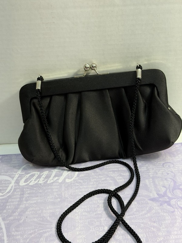 Kate Landry Black Satin Purse Elegant Special Occasion Evening Bag Nice