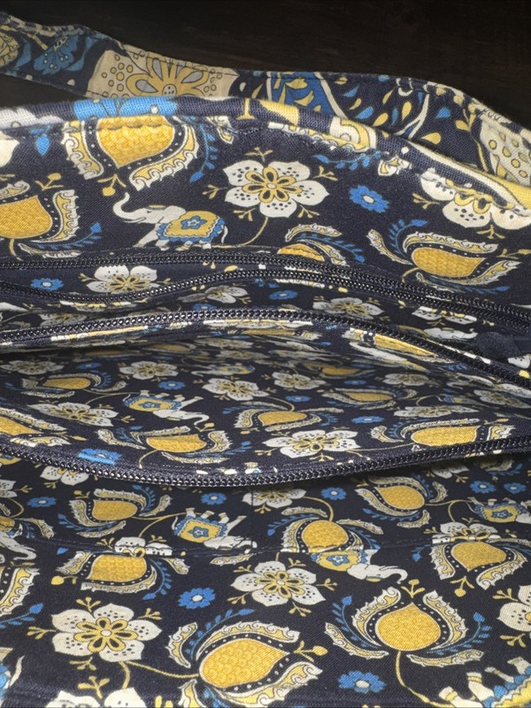 vera bradley ellie blue Elephant Quilt Fabric Shoulder Bag Used Clean gallery