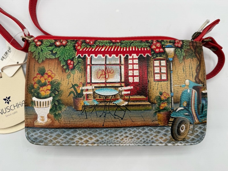 Anuschka Hand Painted Leather Crossbody Travel Organizer Bag-FRANCE Le Cafe