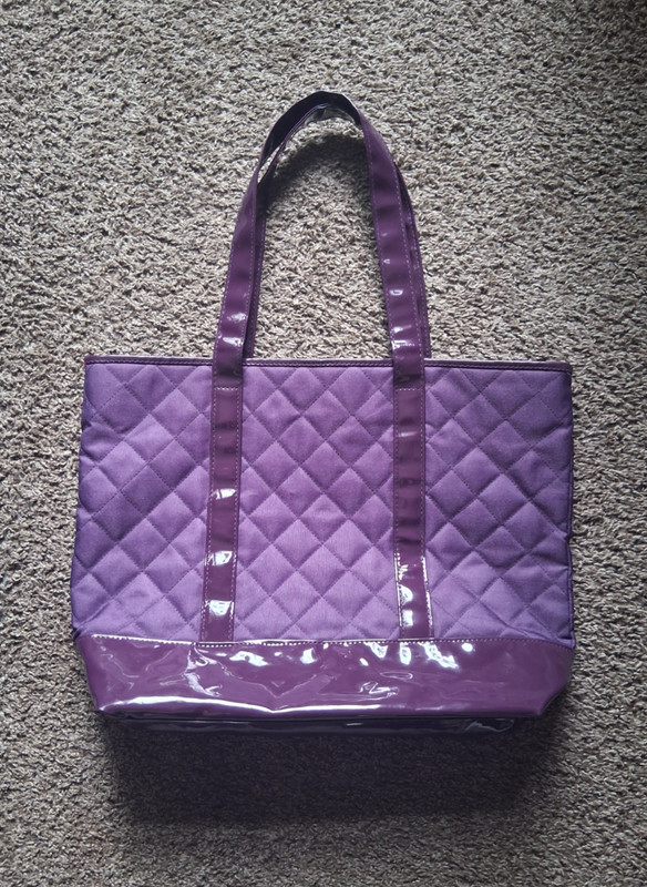 Large Purple Quilted Tote Bag – Women’s Shoulder Carry. 5x14x14