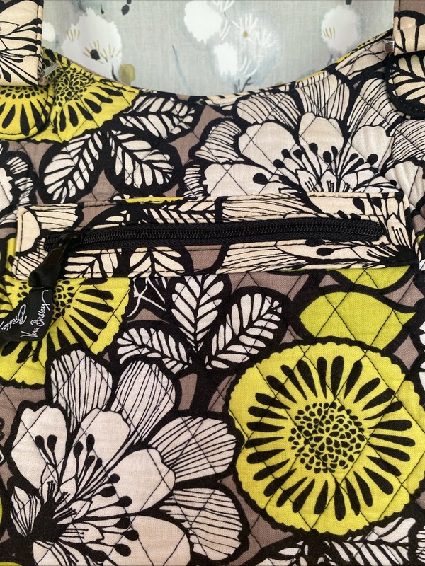 Vera Bradley Emily Satchel Bag Citron Black White Green Yellow gallery