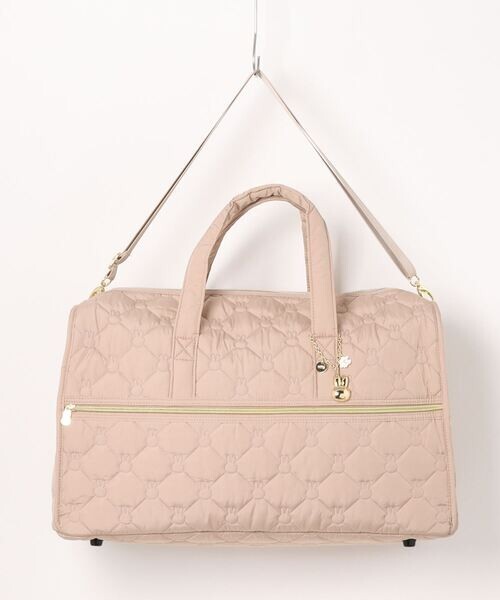 Miffy Quilted Boston Bag with Charm BEIGE 49cm x 34.5cm x 19cm Japan New