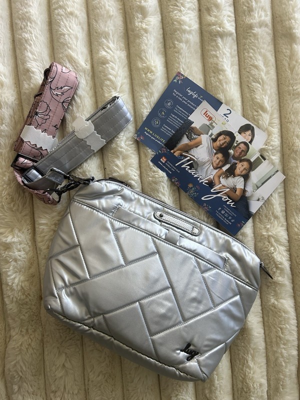 Lug Flare 2 Crossbody Bag Silver Metallic Charm Bar w/bonus letter F