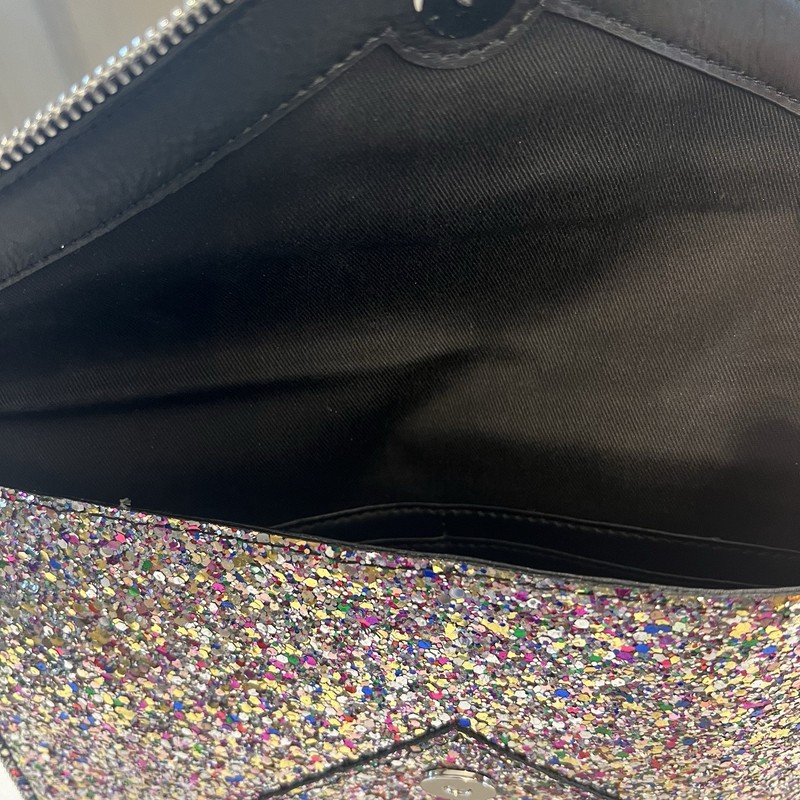 NWOT Rebecca Minkoff Rainbow Glitter Leo Envelope, Magnetic Snap Close gallery