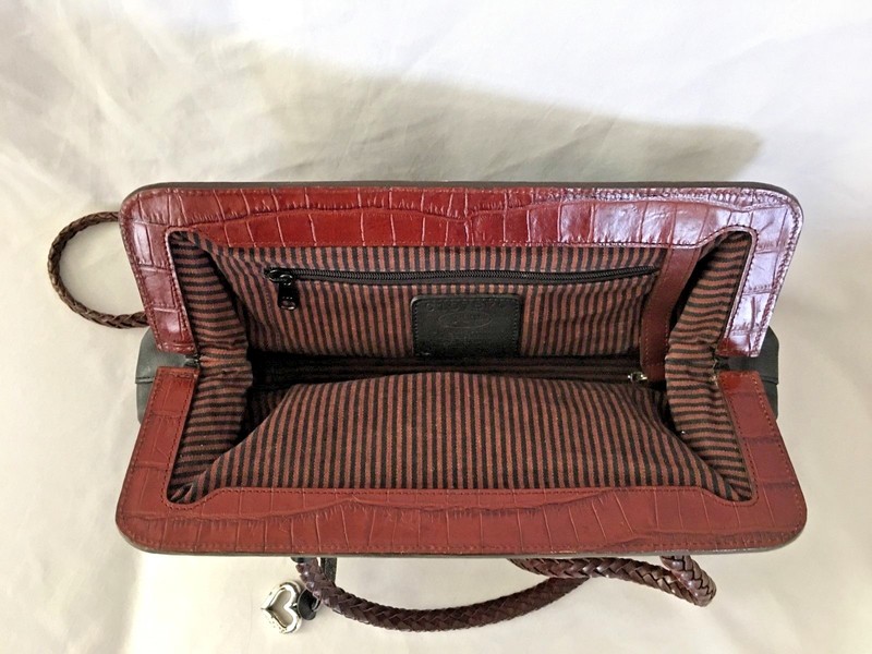 Burgandy Black 8X12" Leather BRIGHTON Shoulder Bag Purse w two 34" Straps gallery