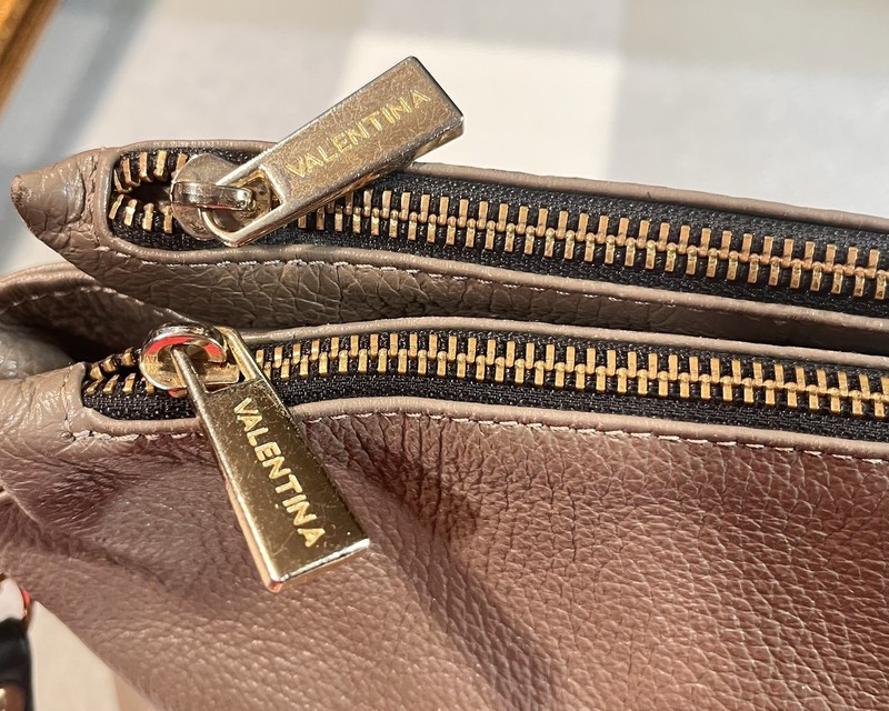 VALENTINA Italy Elegant Pebbled Leather Triple Entry Crossbody Bag Gold Hardware gallery