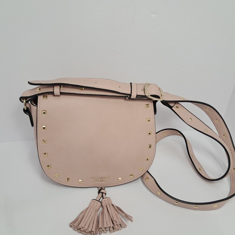 Victoria Secret Festival CROSSBODY Blush Pink Tassel Gold Studded Purse