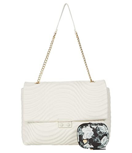 Betsey Johnson X1907 Womens White Quilted Feebs Shoulder Bag 15x11x3 in