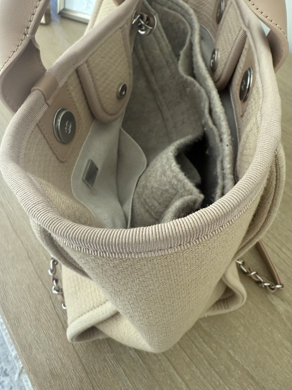 Authentic Chanel Mixed Fibers Medium Deauville Tote Beige gallery