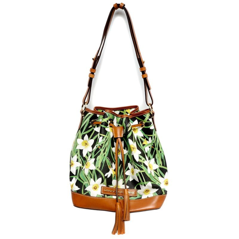 Dooney & Bourke Daffodil Drawstring Bag Black, Yellow, White, Green Bucket Bag