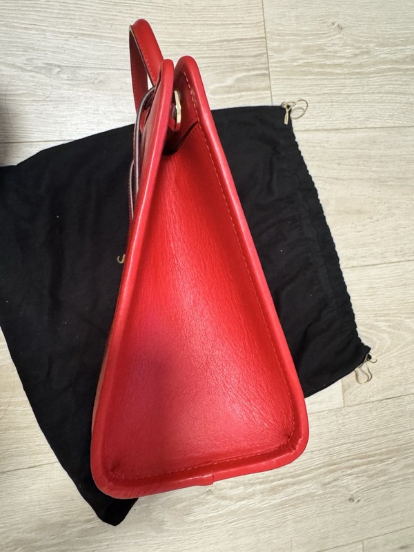 Strathberry Red Medium Top Handle Satchel Magnetic Gold Hardware Strap Dust Bag gallery