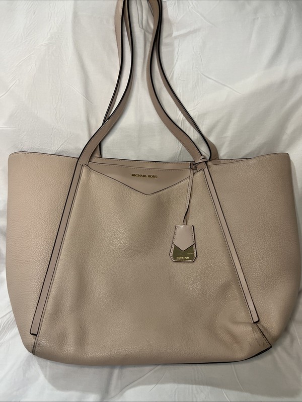 MICHAEL KORS Whitney Medium Leather Tote Shoulder Bag Soft Pink