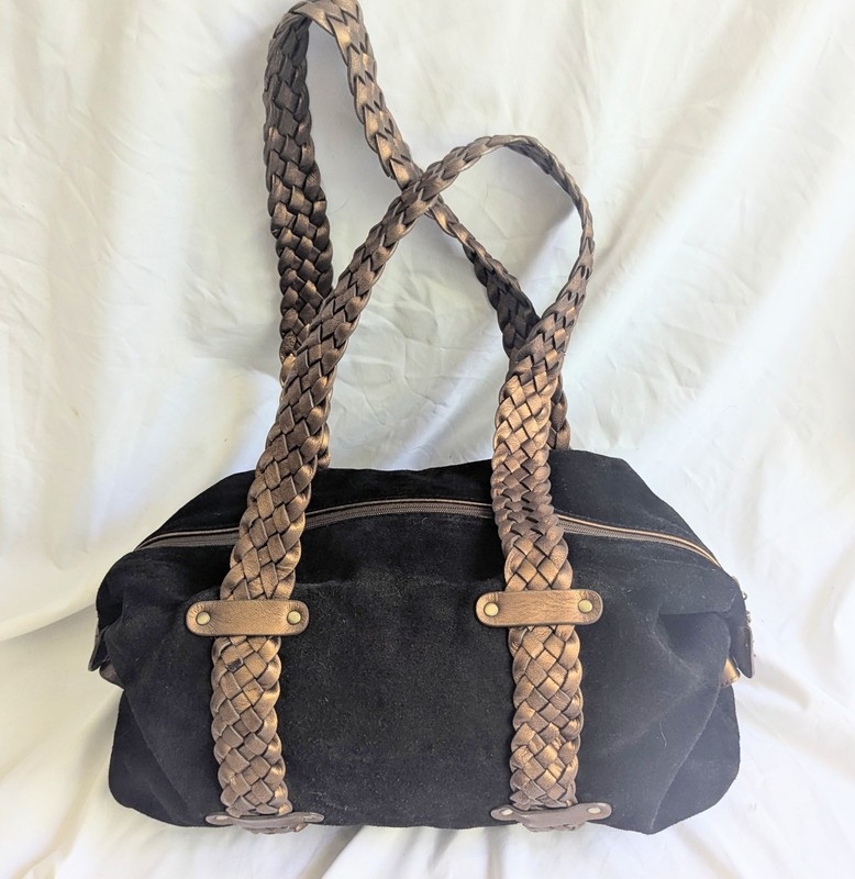 Donald J Pliner Black Suede Shoulder Bag
