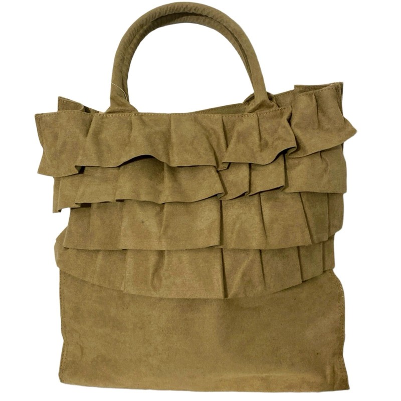 Women’s Faux Suede Beige Shoulder Bag Tote NWT
