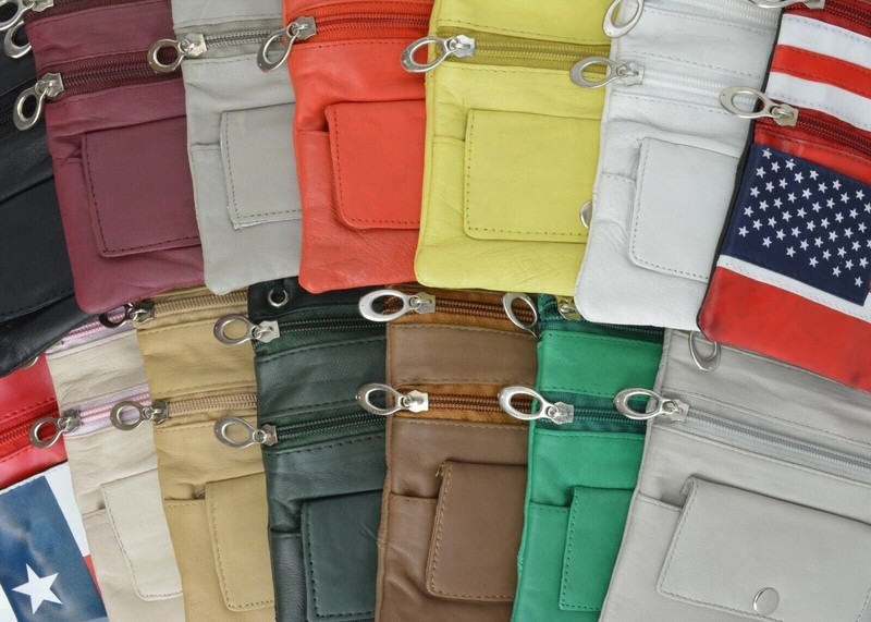Soft Leather Purse Organizer Shoulder Bag Multi-pocket Neck ID Holder Wallet