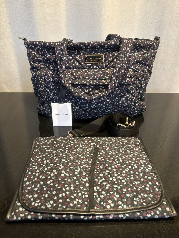 Marc Jacobs Quilted Nylon Floral Diaper Tote Bag -removable strap & changing pad