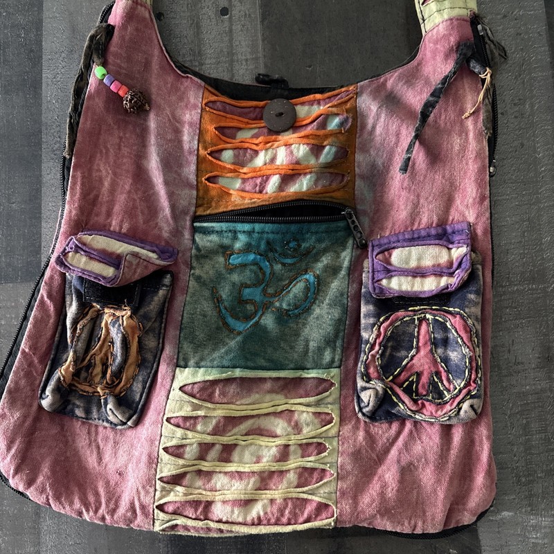 Nepal Boho Hippie Crossbody Shoulder Bag Purse Patchwork Applique 90s funky