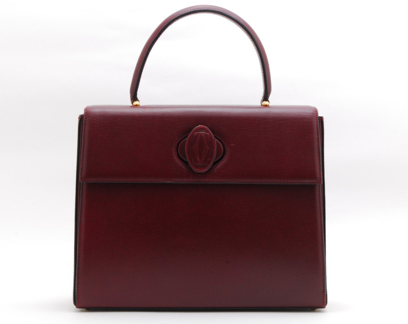Cartier Must de Cartier Bordeaux Leather Hand Bag Vintage Top Handle Purse