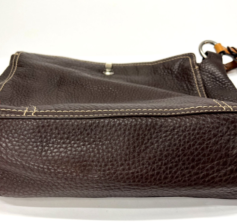 Coach Brown Pebble Leather Chelsea Shoulder Bag Purse F12338 Medium Turn Lock gallery