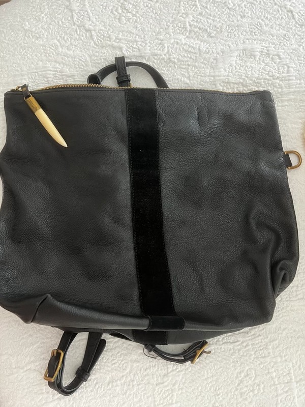 Kempton Co Morleigh Convertible Leather Backpack Tote Large Black Gold Zipper