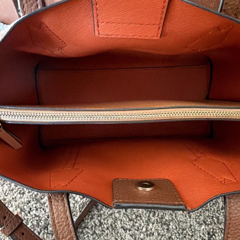 Tory Burch Perry Leather Triple Compartment Tote Bag Cognac Brown gallery