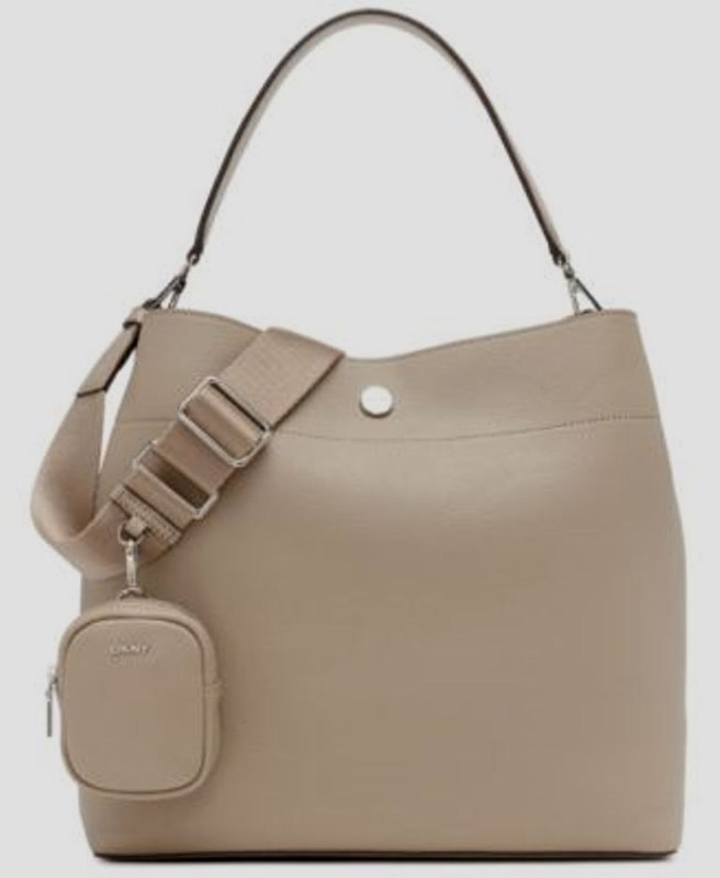 $198. DKNY Winston Leather Cross body Hobo Grey Melange Silver