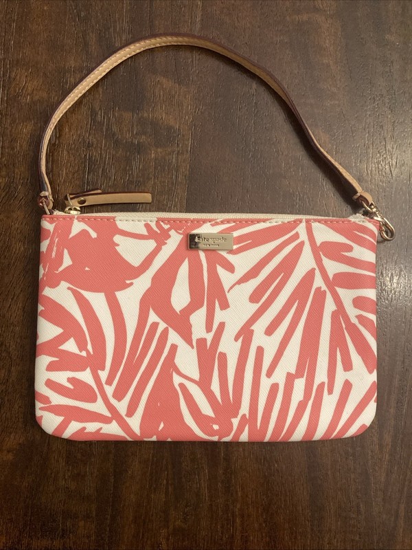 NWT Kate Spade Grant Street Grainy Vinyl Lolly Wristlet Pnyplmorcd Pink Chalk