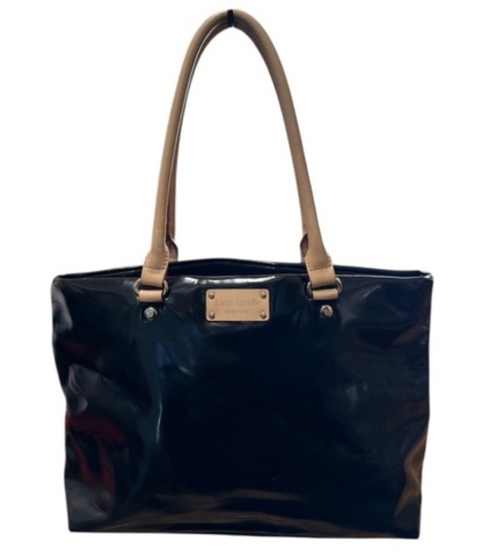 Kate Spade Patent Leather Newspaper Lined Tote Bag Purse