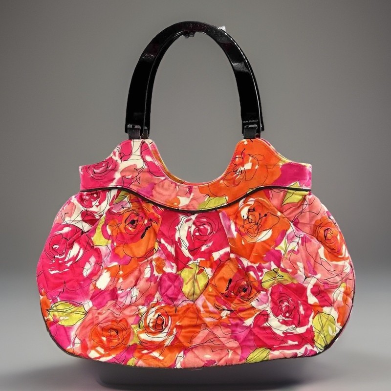 Vera Bradley Millie Purse Rose Pattern Sateen Lucite Handles Spring Summer Flora