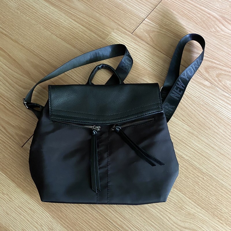 Botkier New York Black Clasp Zip Nylon Backpack Bag