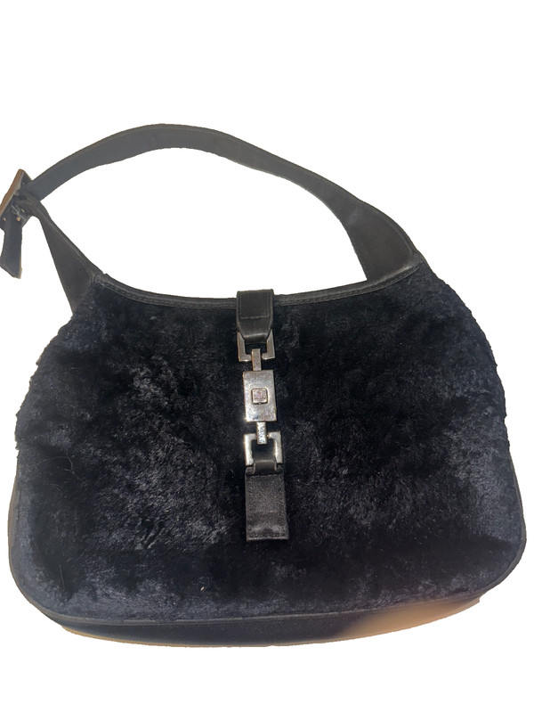 Gucci Black Faux-Fur Jackie Shoulder Bag