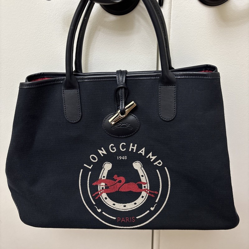 Longchamp Roseau 1948 Blue Tote handbag Special Limited edition Jockey Horse