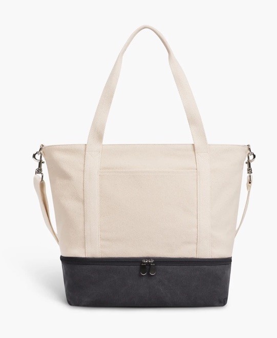 Lo & Sons Catalina Deluxe Colorblock Tote Canvas Natural/Midnight Ash LARGE $205