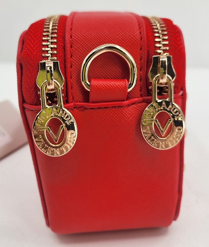 NEW Valentino Orlandi Red Studded Pouch Bag V-3003 Gold Zippers Italy Designer gallery