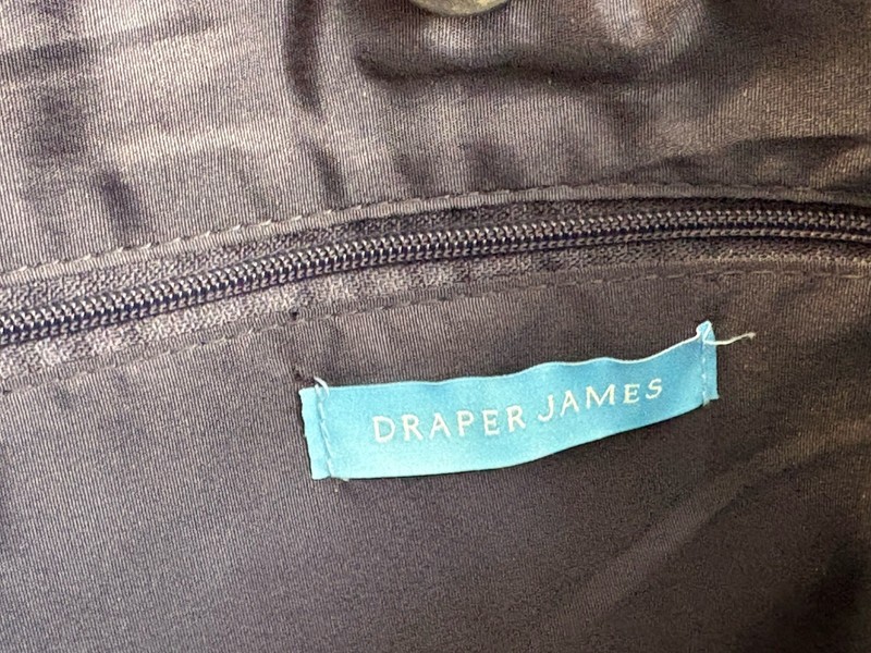 Draper James Woven Natural Raffia Handbag Blue Lining Scarf Tie Summer Vacation gallery