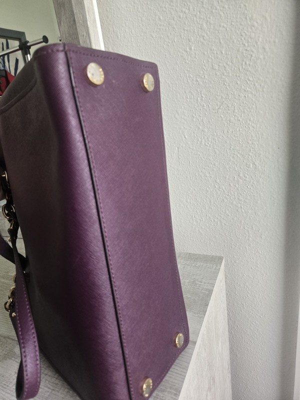 Michael Kors Purple Leather Sofia Shoulder Bag Gold Chain Logo Charm for Women gallery