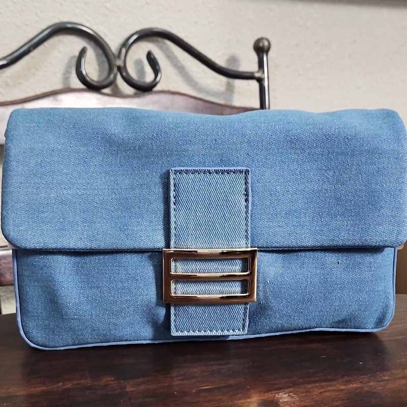 hello 3 aM Blue Small Crossbody Bag Magnetic Flap Zip Top Detachable Strap