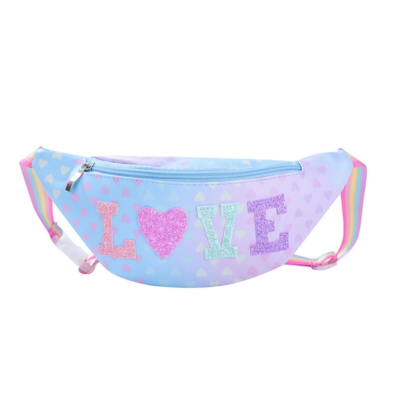 Cute Fanny Pack for Girls Kids Glitter Waist Bag Shiny Letter Belt Bag