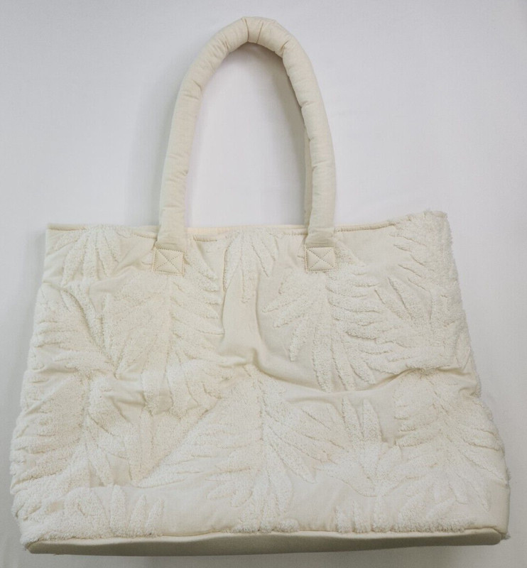 Shade&Shore Womens Off-White Terry Tote Large Beach Bag 20′ X 14′ X 7′ Pockets