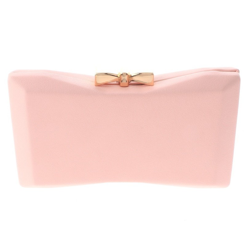New Gold Metal Pink Leatherette Clutch Evening Bag BZY191-PNK