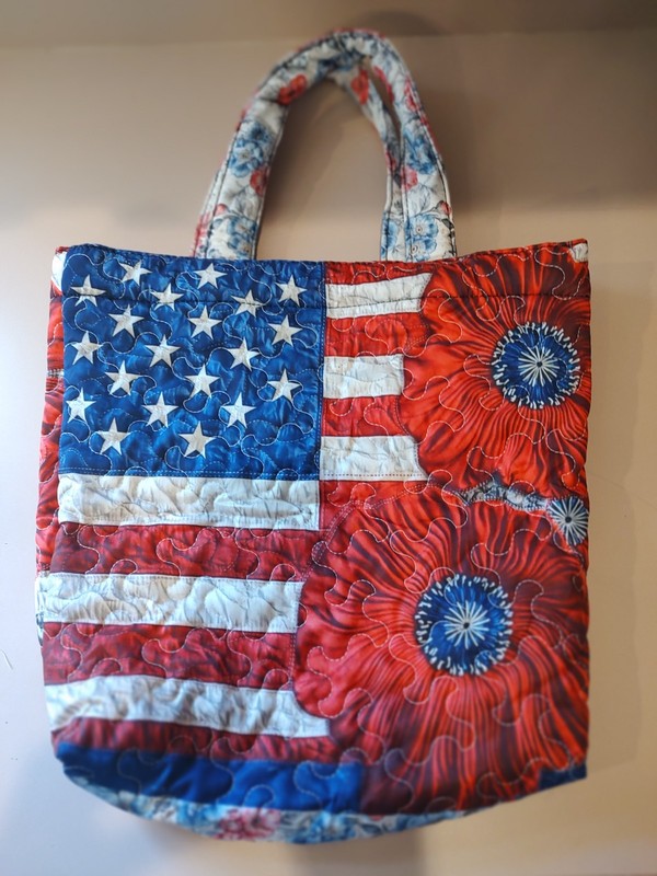 Quilted Tote Bag ~ Featuring a New Printed American Flag Design Shoulder Straps