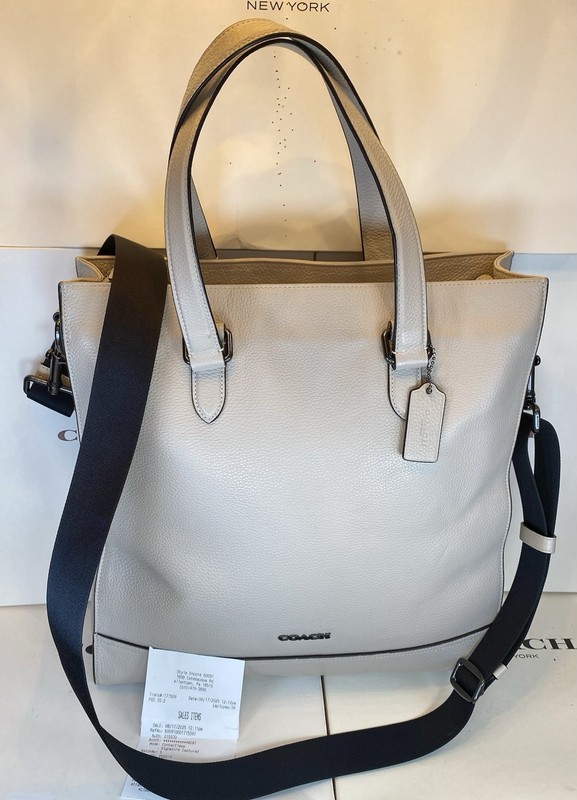 New Coach CJ654 Graham Structured Convertible Tote In Pebbled Leather Steam