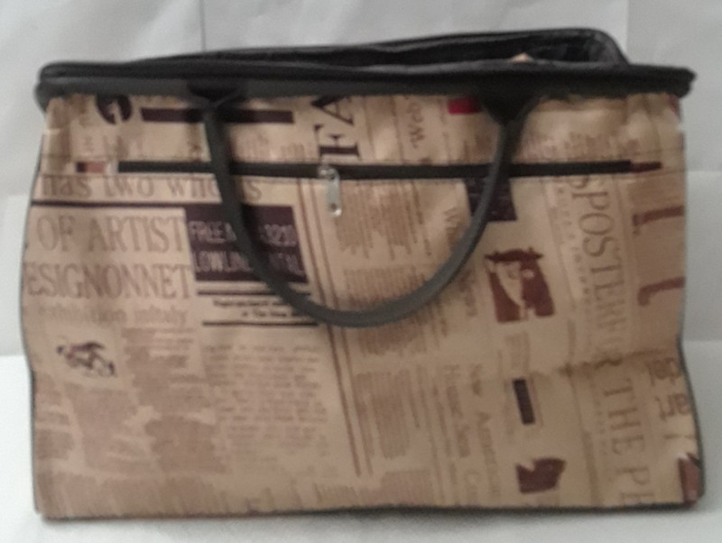 Vintage Newspaper Canvas Print Tote Retro Travel Handbag & Luggage Purse