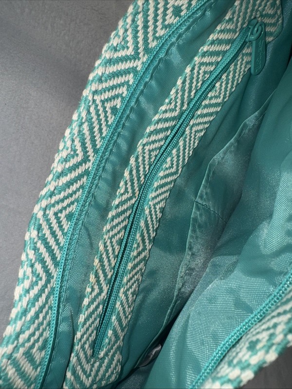 Woman’s Purse/ Matching Wallet Teal And White gallery