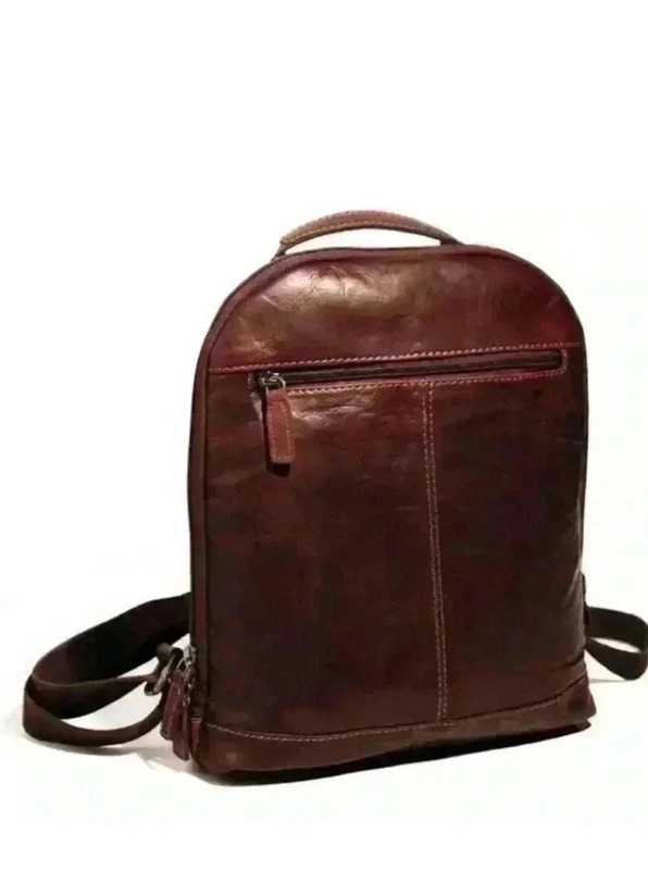 Jack Georges Voyager Small Convertible Backpack Brown Buffalo Leather MSRP $240